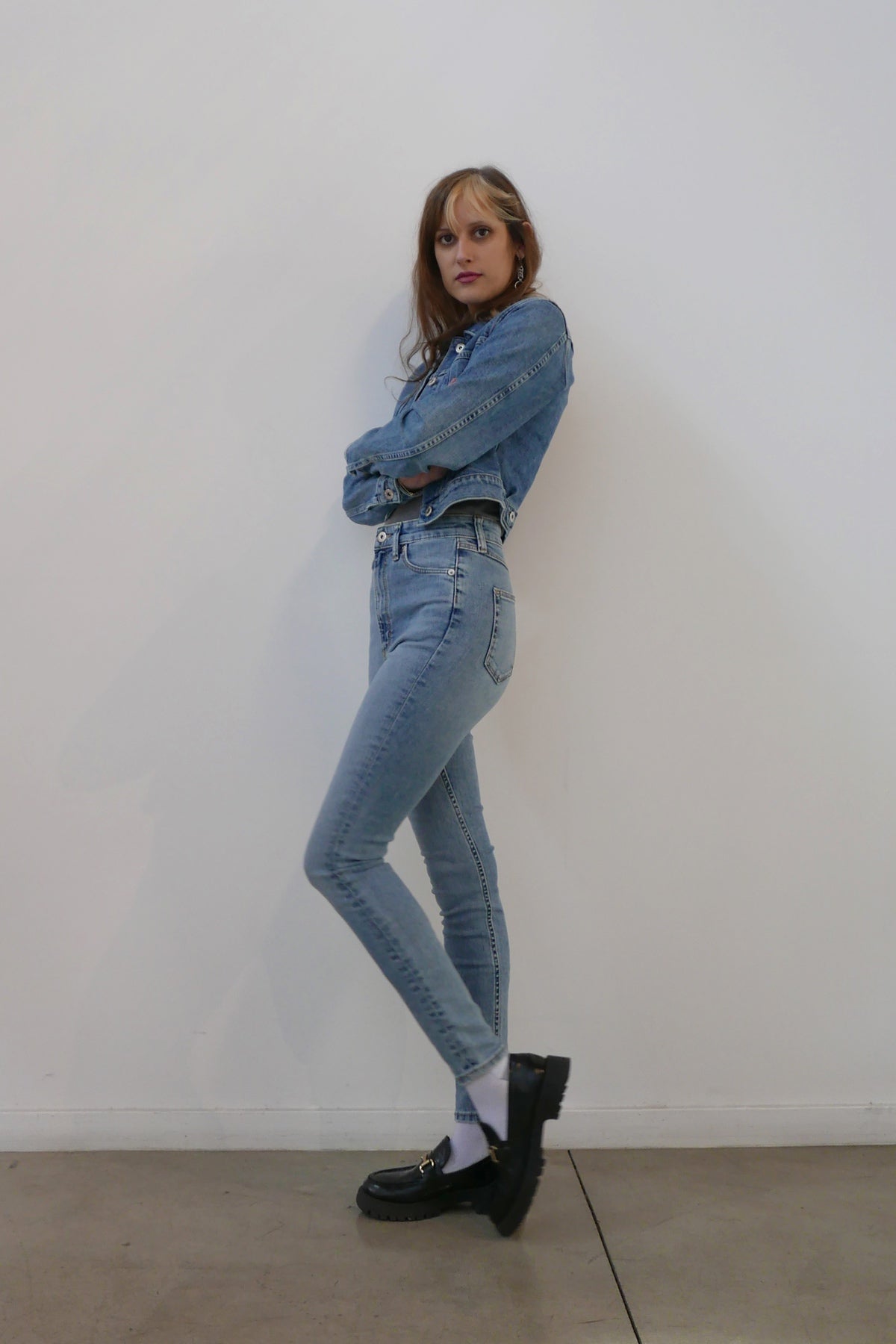 High Rise Skinny Light Indigo Model Side View