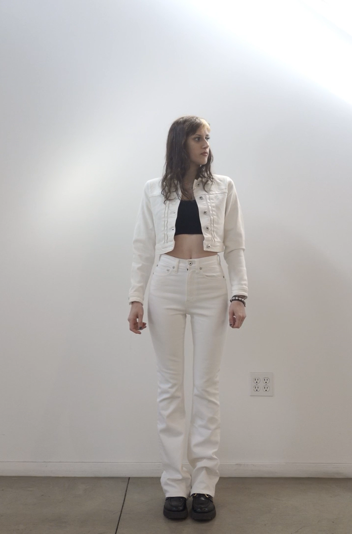 Fitted Denim Jacket - White Model video